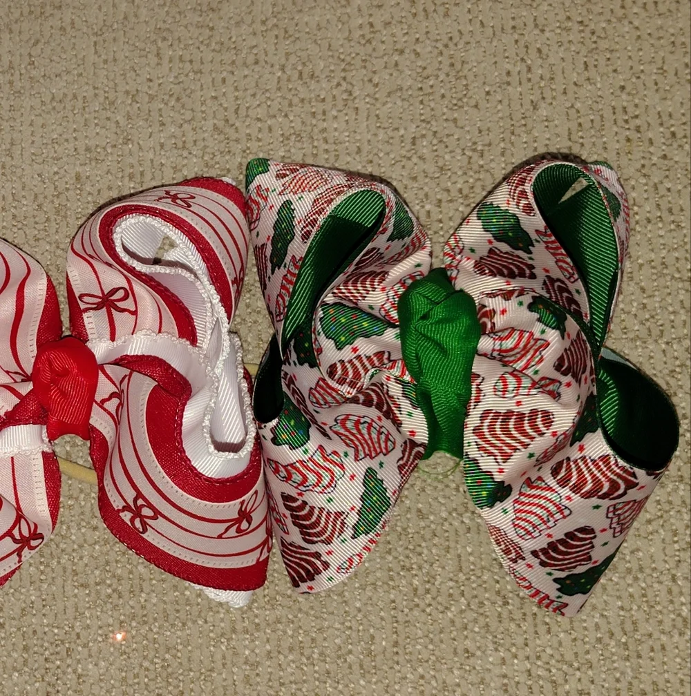 Christmas 4 Nylon Band Bows 5/5.5inch Stiffened Boutique Hair bows New 🎀